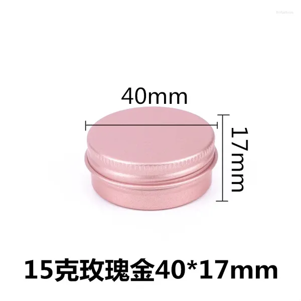 Bouteilles de rangement 50 / 100pcs / lot Color en or rose 15g Jar en aluminium Tin 15 ml Conteneur