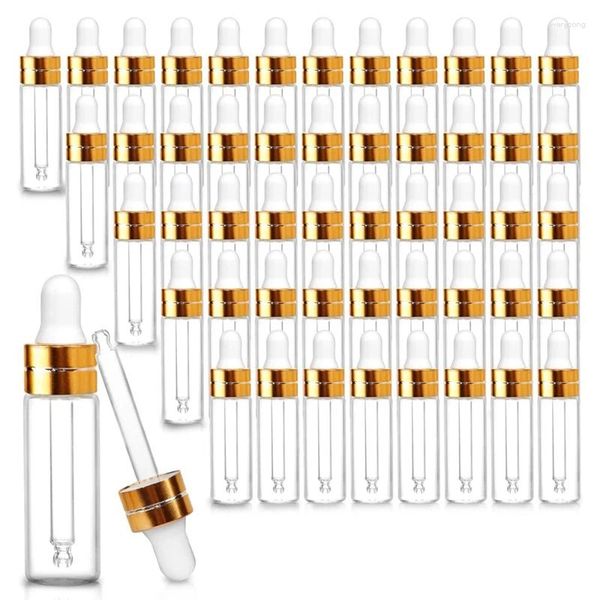 Bouteilles de stockage 50 Pack compte-gouttes en verre transparent Mini échantillon pour huiles essentielles parfum liquide cosmétique