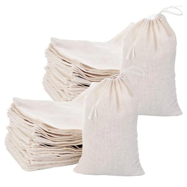 Botellas de almacenamiento 50 Pack Cotton Muslin bolsas MultipureSpose Drawundshing para favores de fiesta de bodas de joyería de té (4 x 6 pulgadas)