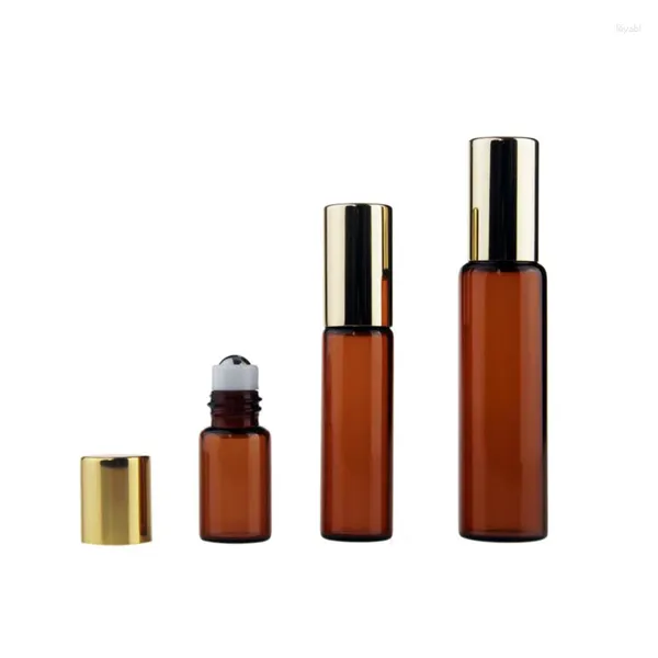 Botellas de almacenamiento 50 PCS 2,5 ml 5/10 Marrón oscuro Múltiples aceites esenciales opcionales Rollo de perfume vacío Embalaje Vidrio de alto grado
