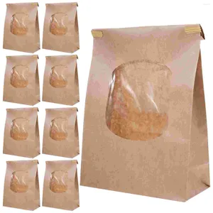 Opslagflessen 50 pc's broodtassen raam bakken toast biscuit wikkelen heldere kraft papier houders bakkerij aanbod huishouden
