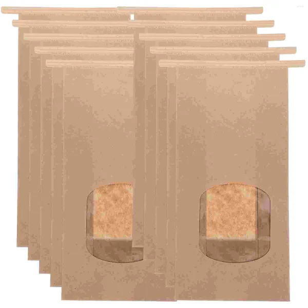 Botellas de almacenamiento 50 PCS Bolsas de pastel Ventana de pan Tostada doméstica Bolsa de utilidad Suministro de panadería Papel Kraft Convenientes soportes para galletas