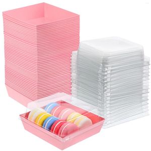 Bouteilles de stockage 50 pièces boîtes à gâteaux boulangerie pâtisserie friandises boîte à dessert récipients en plastique avec couvercles