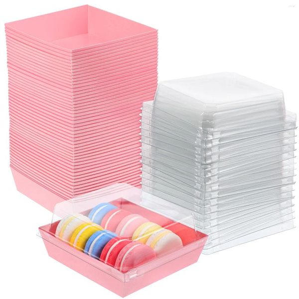 Bouteilles de rangement 50 pcs mini récipient à cupcake contenants en plastique avec couvercles de boulangerie