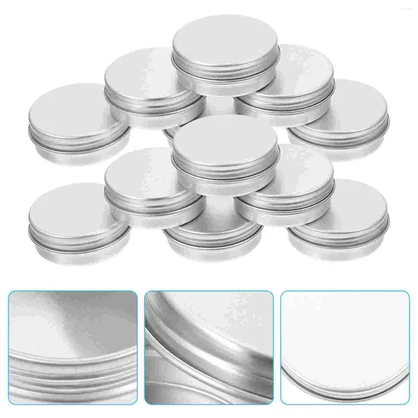 Botellas de almacenamiento 50 PCS Round de aluminio Cosméticos Cosméticos Terrarium Magno de maquillaje Sub recipiente Jares de vidrio Tapa de plástico de crema con crema con