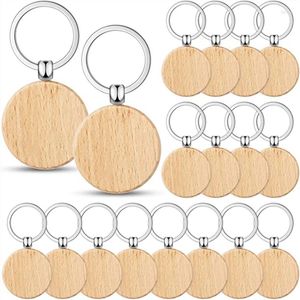 Opslag Flessen 50 Stuks Lege Houten Sleutel Tag Graveren Blanks Onvoltooide Houten Sleutelhanger Ring Tags Voor DIY Ambachten Ronde