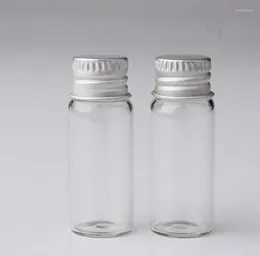 Bouteilles de rangement 500 / lot 4 ml Récipient en verre transparent avec bouchon d'aluminium Petites couvertures à vis de bouteille
