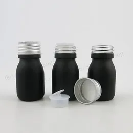 Botellas de almacenamiento 500 x 30 ml Mini botella de vidrio negro de escarcha con reducción de orificio Capa de aluminio plateado 1 oz esencial pequeño