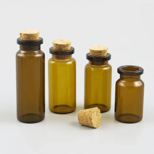 Bouteilles de stockage 500X5ml 6ml 7ml 8ml 10ml 15ml 20ml 35ml 50ml, bouteille vide en verre ambré avec liège, flacons marron de 1/2oz