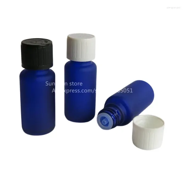 Bouteilles de rangement 500 x bouteille en verre givré bleu cobalt 15 ml