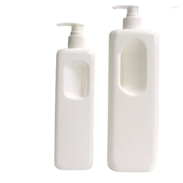 Bouteilles de stockage 500 ml 1000 ml vide en plastique blanc bouteille carrée protéger la forme légère portable lotion pour animaux de compagnie pompe rechargeable cosmétique 8 pièces