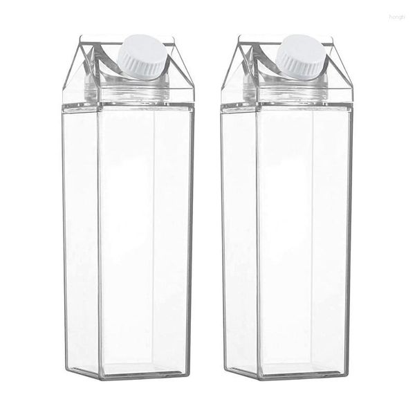 Botellas de almacenamiento de 500ml/1000ml, botella de agua de cartón de leche transparente, caja transparente portátil de plástico, taza práctica de té y jugo