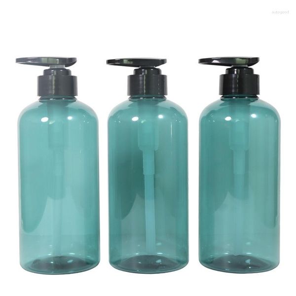 Botellas de almacenamiento 500 ML/17 oz Botella de bomba de loción de plástico PET Champú azul Empaque de gel de ducha Dispensador de jabón vacío Baño en casa 10 piezas