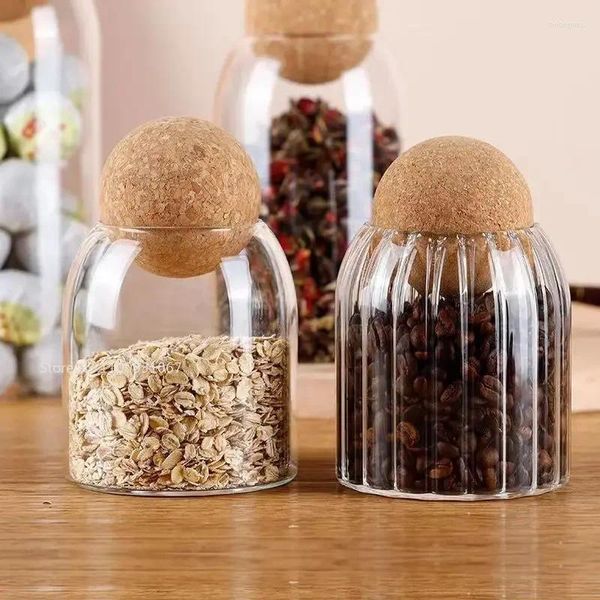 Botellas de almacenamiento Jar de vidrio sin plomo de corcho de 500 ml con té de té de botella Café transparente