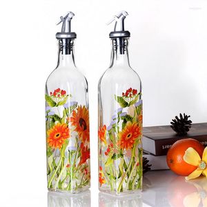 Botellas de almacenamiento de 500ml, hermoso vaso Vintage a prueba de fugas, tarro de especias, botella de salsa de soja, suministros de cocina, vinagrera creativa, aceite