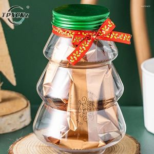 Opslagflessen 500ml Doorzichtige Kerstboom Zoete Pot DIY Cadeau Snoep Koekje Snack Chocolade Verpakking Jaar Decoratie Dozen Sapfles