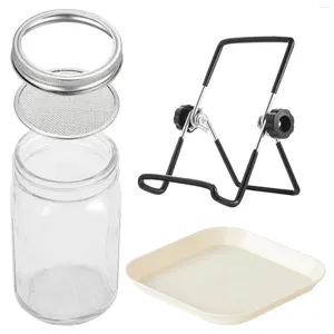 Opslagflessen 500 ml Duurzame voedingskwaliteit Broccoli kieminator Sprouter Mason Jars Geschenken Mesh -deksels Filter Eenvoudig te gebruiken Witte lade Verstelbaar