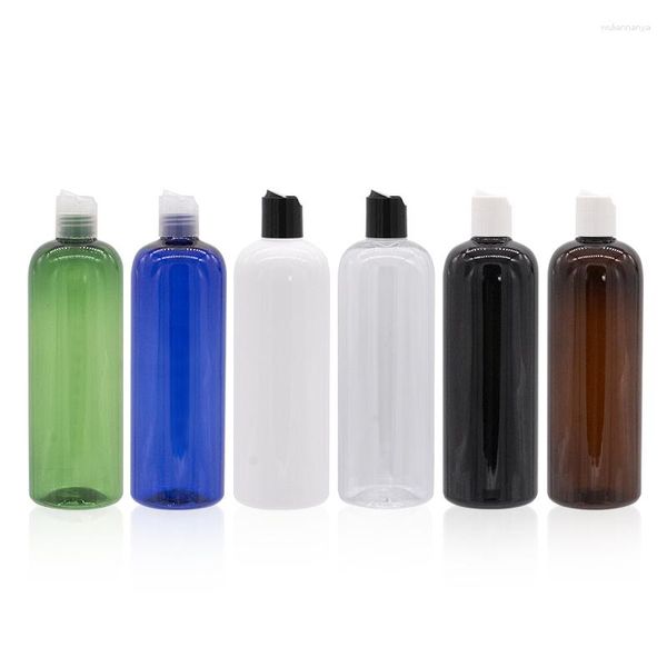 Botellas de almacenamiento 500ML Plástico PET vacío con tapa superior de disco Maquillaje Cuidado personal Champú Botella Tapa de tornillo Contenedores de cosméticos