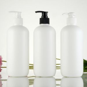 Bouteilles de stockage 500 ml vide blanc cylindre forme shampooing en plastique Lotion pompe HDPE bouteille de récipient cosmétique