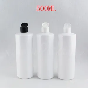 Bouteilles de rangement 500 ml Bouteille en plastique blanc vide avec capuchon à feuilles flip 500 cm3
