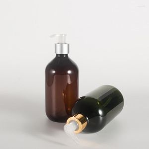 Opslag Flessen 500 ml Hoge Kwaliteit Lotion Pomp Bruin Groen Cosmetische Container Zeepdispenser Hervulbare Shampoo Douchegel Fles