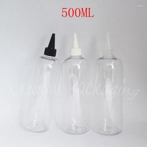 Opslag Flessen 500ML Transparante Ronde Plastic Fles Puntige Monddop 500CC Make-up Sub-bottelen Jam / Lotion Verpakking