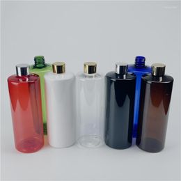 Opslag Flessen 500 ML X 12 Glanzend Goud Zilver Schroefdeksel Cosmetische Container Essentiële Olie Plastic HUISDIER Reiniging Verpakking containers