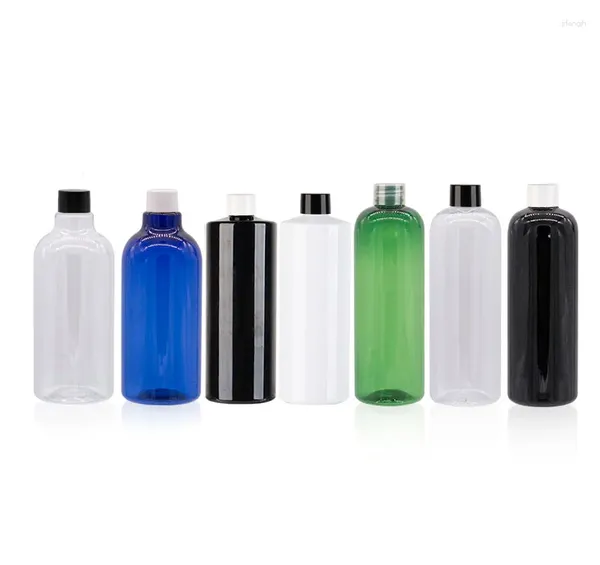 Bouteilles de rangement 500 ml x 14pc bouteille en plastique bleu ambre rechargeable avec couvercles à vis clairs blanc noire animal de compagnie