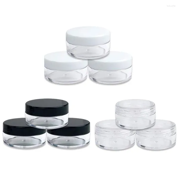 Bouteilles de rangement 500pcs 2G / 3G / 5G / 10G / 15G / 20G Plastique en plastique Vide Pot de maquillage Clead Sample Certe de fard à paupières