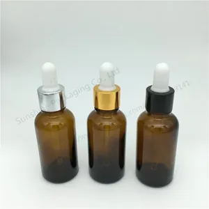 Botellas de almacenamiento 500 piezas 30 ml Botella de pipeta de reactivo de líquido de vidrio ámbar con caída de ojo gota de aceite esencial recargable