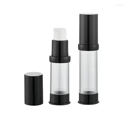 Opslagflessen 500 stks 5 ml 10 ml cosmetische emulsie essentie afzonderlijke verpakking draagbare monster fles zwart vacuüm drukken