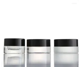 Opslagflessen 500 stks Clear/Frosted Glass Jars Bottle 3G 5G 7G Cosmetische pot met binnenste PP -voering voor handgezicht Crème Lip Lotion SN319