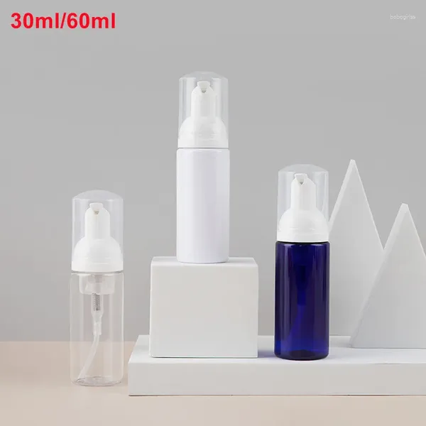 Botellas de almacenamiento 500 piezas de bomba de espuma de plástico transparente Botella de 30 ml/60 ml de pestañas de cara vacía Cleanser Foaming Jabón cosmético FUAM