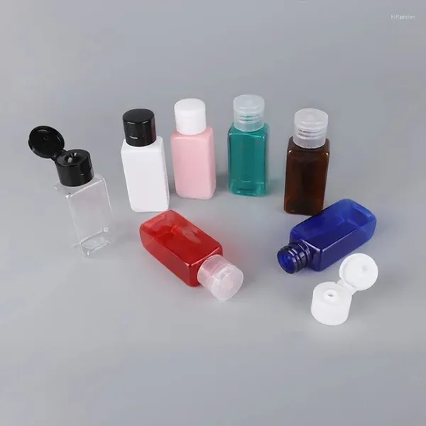 Botellas de almacenamiento 500 piezas vacías 30 ml 1 oz de plástico transparente cuadrado Pet Cipizador de muestra con tapas para liquidación Frascos de loción