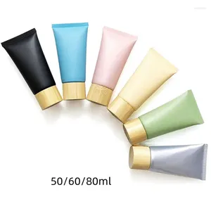 Botellas de almacenamiento 50G 60G 80G Cosmético Plastic Bottle suave Bottle Facial Camino Facial Tubo de recipientes de loción vacío Conta de bambú Tapa