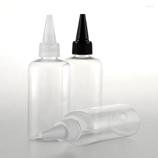 Bouteilles de stockage 50ml 100ml vide clair ellipse bouteille en plastique avec capuchon de bouche pointu pour gel douche savon liquide shampooing emballage cosmétique