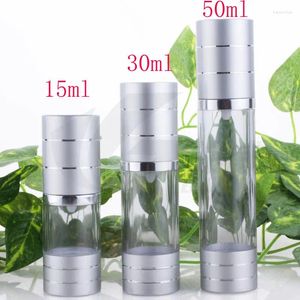 Bouteilles de rangement 50 ml Aluminium Vas Lotion sans air crème cosmétique 50g Silver Metal Contaiteur vide avec bouteille de pompe