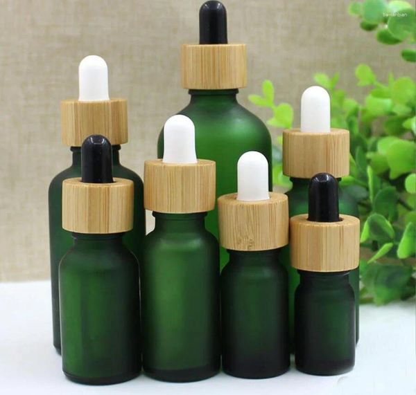 Bouteilles de rangement 50 ml marron / transparent / bleu / vert bouteille en verre bambou couvercle huile essentielle liquide œil sérique échantillon d'emballage cosmétique