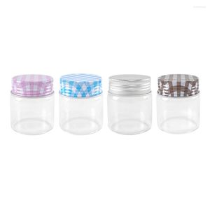 Bouteilles de stockage 50ml Verre Vis Bouchon En Aluminium Bouchon En Silicone Bocal Vide Cadeau Scellé Bocaux Liquides 4 Couleur 24pcs