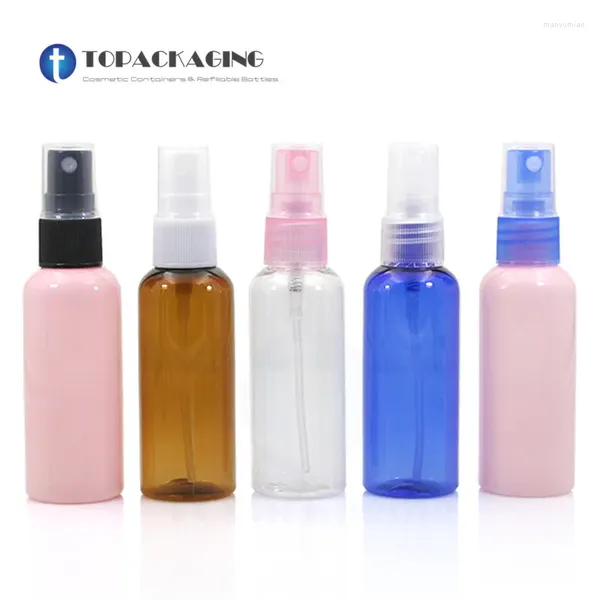 Bouteilles de stockage 50ml Pompe de pulvérisation Bouteille Échantillon Parfum avec atomiseur de brume Conteneur cosmétique en plastique vide Petit maquillage Flacons liquides