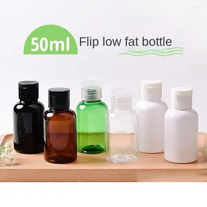 Botellas de almacenamiento 50 ml Viaje Recargable Reutilizable Flip-Top Dispensador Loción Tarro Vacío Contenedor Squeeze Botella Cosmética