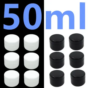 Bouteilles de rangement 50 ml Blanc Black Plastic Cosmetic Cream Jar avec transparent intérieur de traction intérieure garniture bouteille de voyage