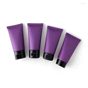 Opslagflessen 50 ml x 50 Purple Matte Make -up Squeeze Bottle 50g Lege gezichtsreiniger Container Skinverzorging Lotion Verpakking Plastic Soft