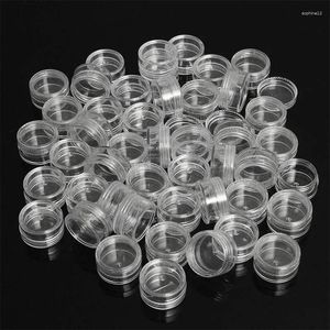 Bouteilles de rangement 50pc 5G échantillon transparent pot crème mini récipients cosmétiques pot transparent pour les arts de l'ongle petit