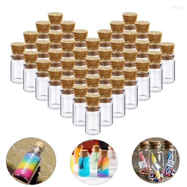 Bouteilles de rangement 50pcs 0,5 ml mini-petits flacons de verre de bouchon de liège transparent en gros en gros