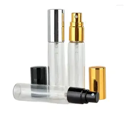 Opslagflessen 50 stks 10 ml Mini Parfumflesje Goud Zilver Zwart Dop Deksel Glas Geur Monsterverpakking Flesjes Heldere Spray Mist