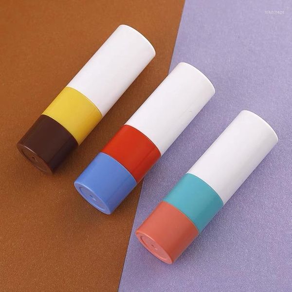 Bouteilles de rangement 50pcs 12,1 mm couleur macaron couleur rond à rouge à lèvres tubes en plastique vides tubes à lèvres bricolage bleu rouge