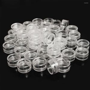 Bouteilles de stockage 50pcs 2,5 ml en plastique transparent bijoux perle boîte petit récipient rond pots maquillage organisateur boîtes cosmétiques portables