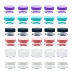 Opslagflessen 50 stks 2G - 20G Make -up Organizer Dozen Duidelijke plastic sieraden Bead Pot draagbare kleine ronde cosmetische container potten