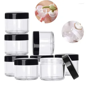 Opslagflessen 50 stks 2G/3G/5G/10G/15G/20G Plastic Clear Cosmetic Jar Black Lid Makeup Containers Lip Lotion Flacons Face Cream Monster Pot Gel